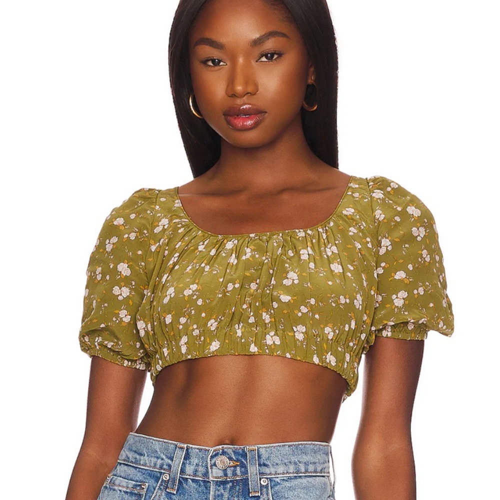 Anna Nara Natalie Top in Olive Wildflower